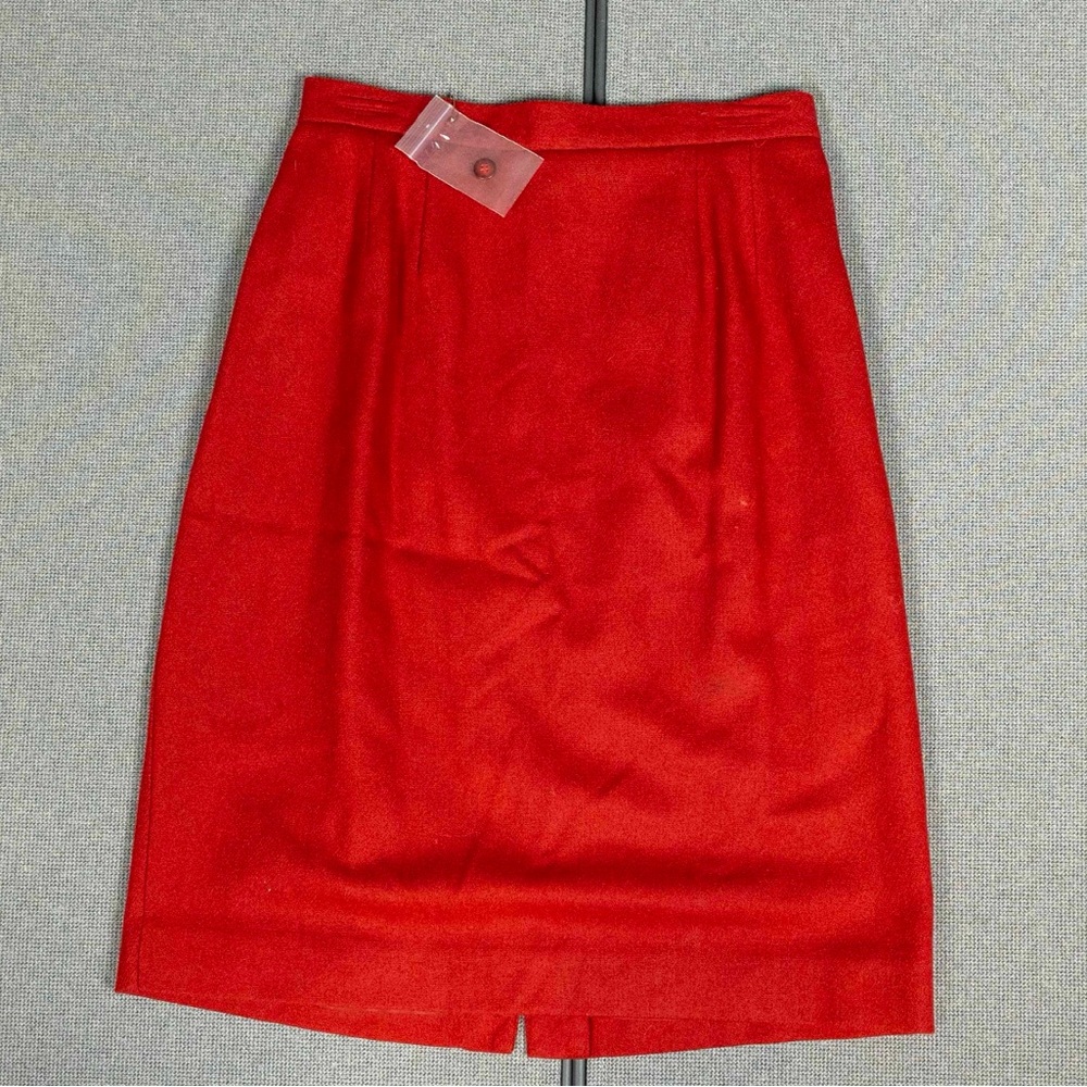 Vintage Worthington Petite Red Wool Pencil Skirt